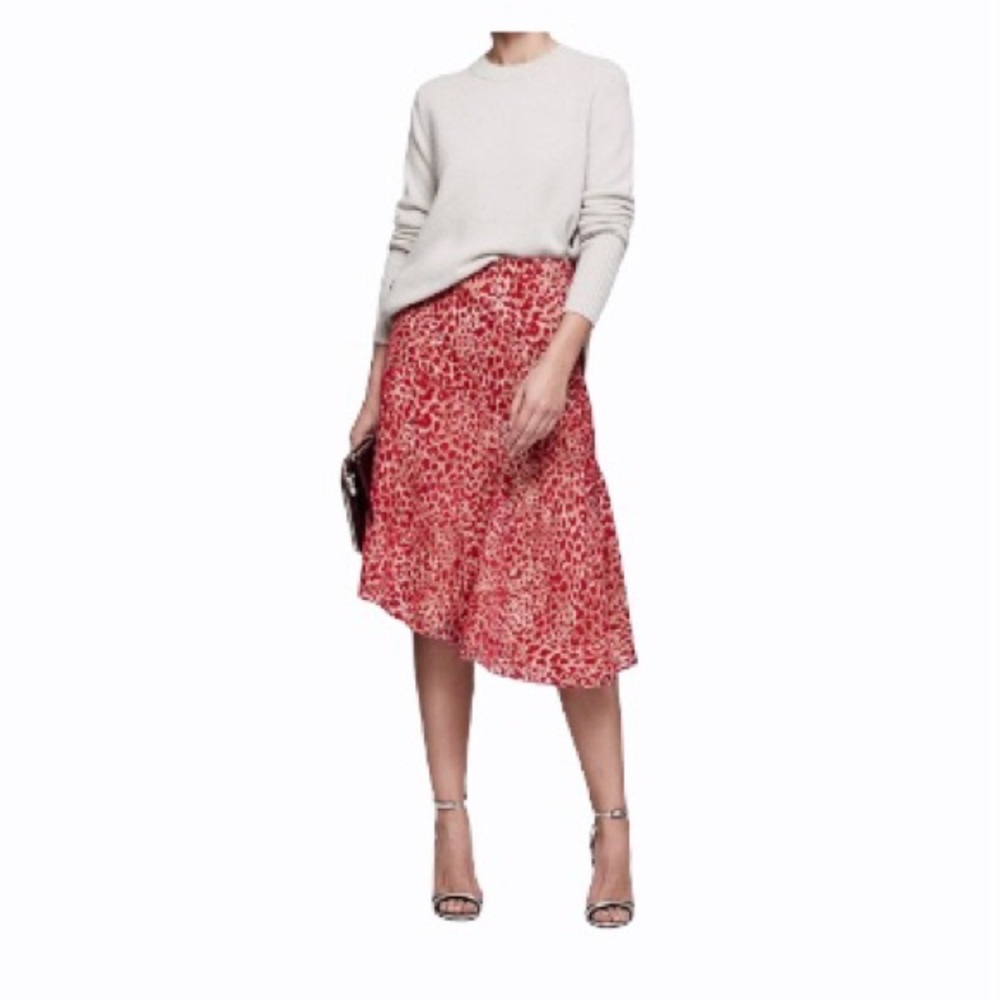 Reiss Neelam-Burnout Maraschino Midi Skirt